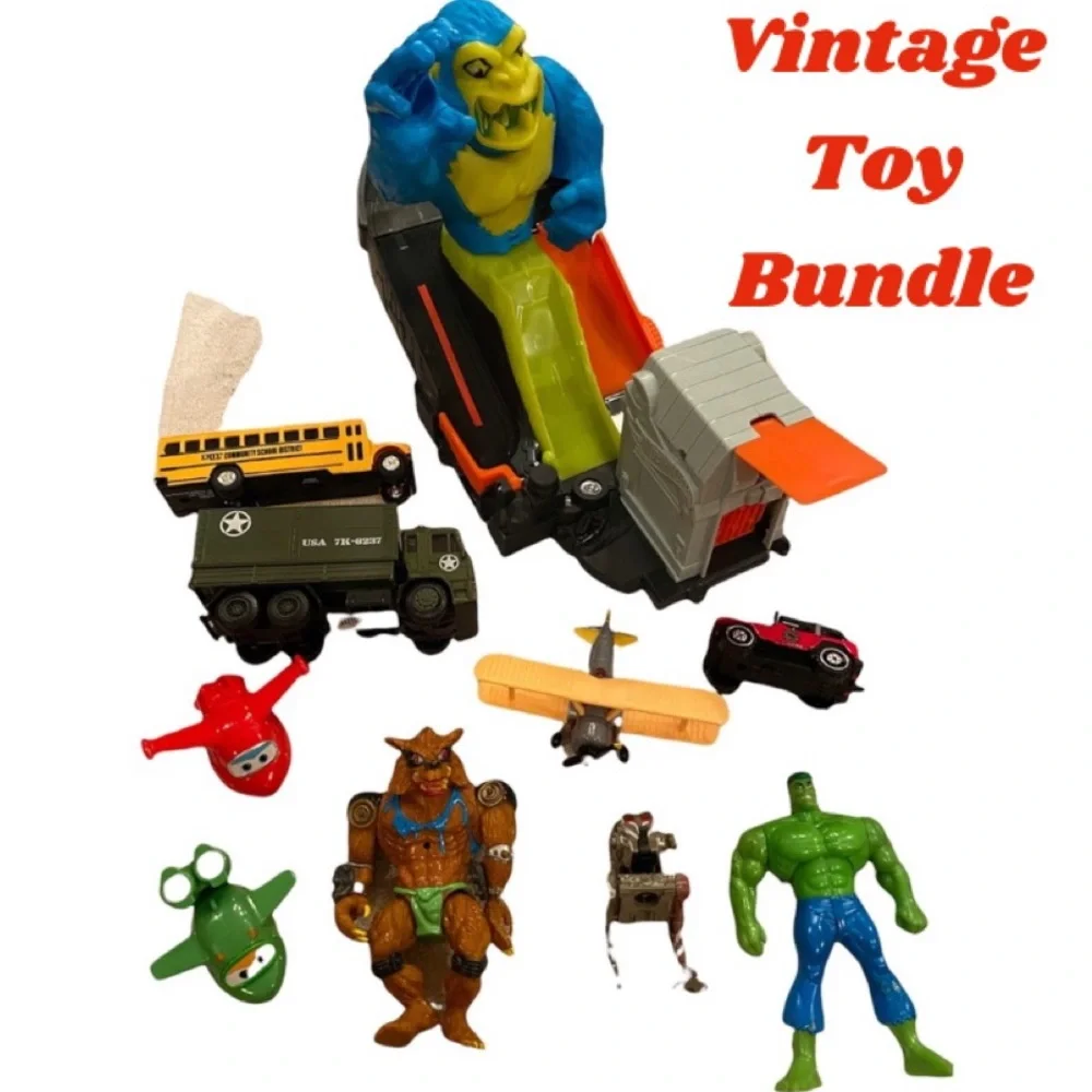 Vintage Action Figures Cars Hot Wheels Hulk Transformers Vintage Toys Bundle Lot